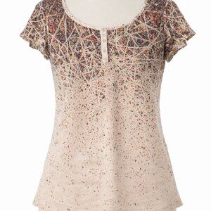 Noracora Floral Print Top in Cream and Black Size S Multicolor Lightweight Boho